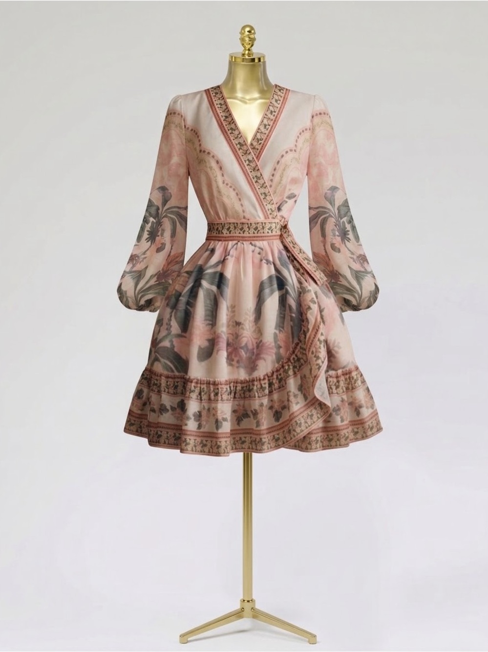 Blush Floral Wrap Mini Dress